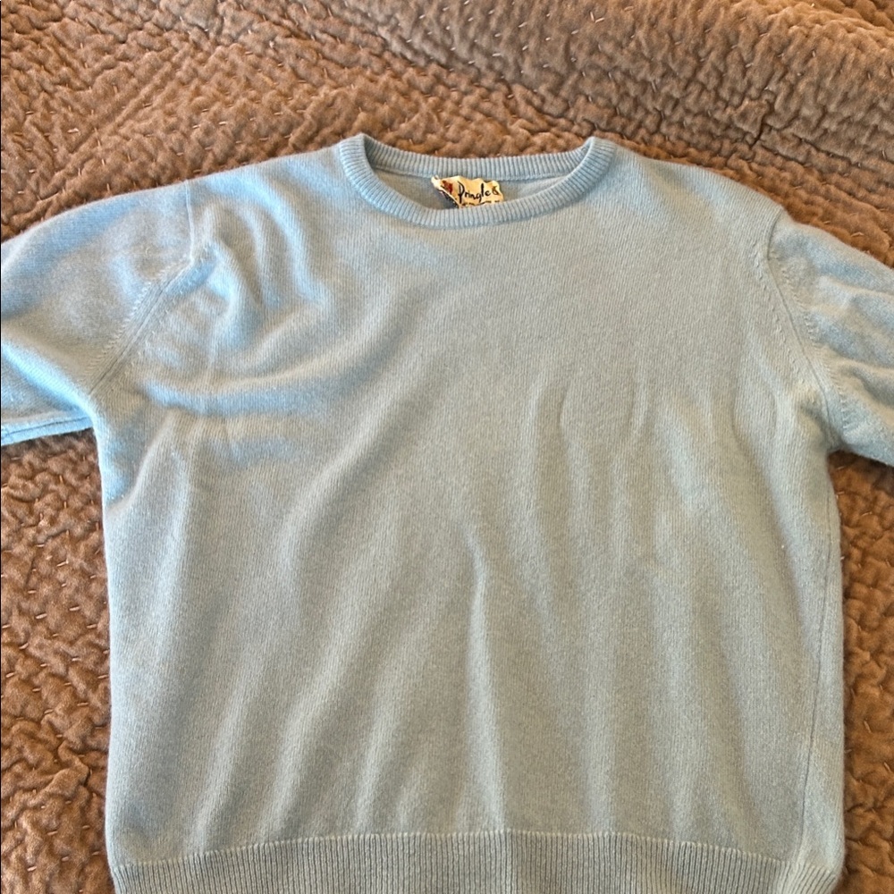 Pringle 100% Pure Cashmere Women’s  Light Blue Sweater 1970s Vintage